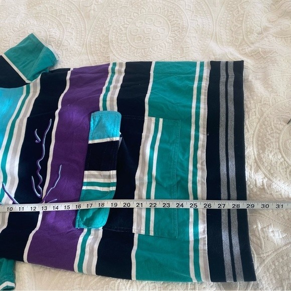 Kani size Large 80s style Surfer Stripe Kangaroo Pocket Cover Up Hooded T Shirt - Picture 6 of 9